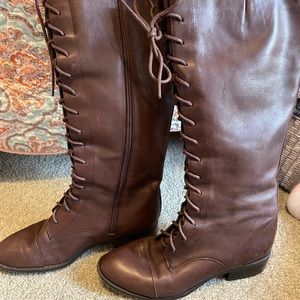 Leather lace up boots